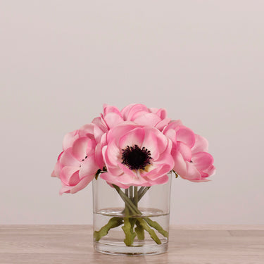-Artificial Anemone Arrangement in Glass Vase-Bloomr