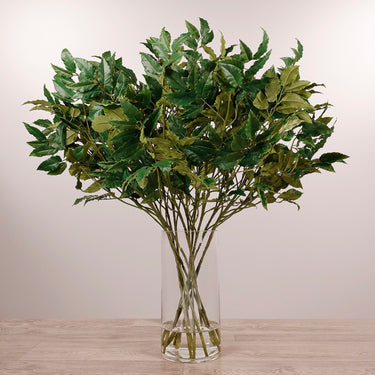 -Artificial Ming Aralia Arrangement in Glass Vase-Bloomr