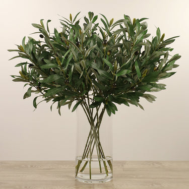 Plants-Artificial Olive Arrangement in Glass Vase-Bloomr