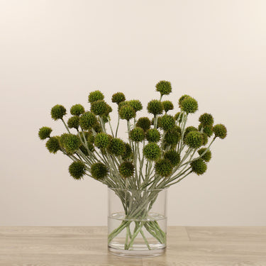 -Artificial Echinops Arrangement in Glass Vase-Bloomr