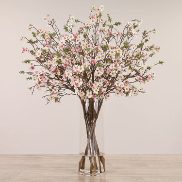 -Artificial Leptospermum Arrangement in Glass Vase-Bloomr