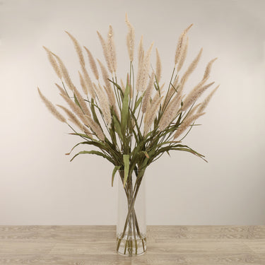 -Artificial Pennisetum Arrangement in Glass Vase-Bloomr