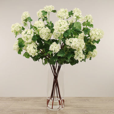 -Artificial Snowball Arrangement in Glass Vase-Bloomr