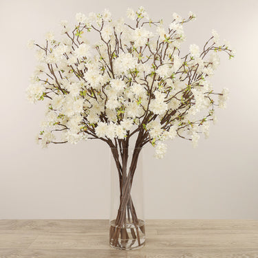 Floral Arrangement-Artificial Cherry Blossom in Glass Vase-Bloomr