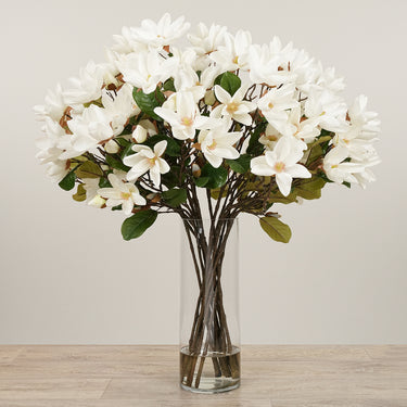 -Artificial Magnolia in Glass Vase-Bloomr