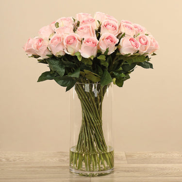 Floral Arrangement-Artificial Rose Arrangement in Glass Vase-Bloomr