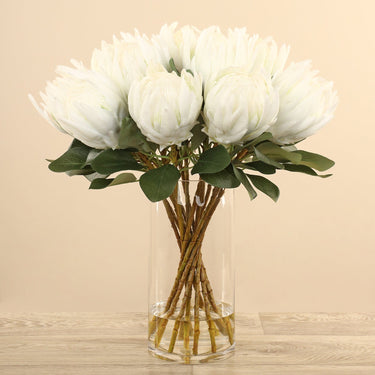 Floral Arrangement-Artificial Protea Arrangement in Glass Vase-Bloomr