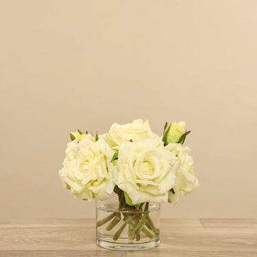 Flowers-Artificial Rose Arrangement in Glass Vase-Bloomr