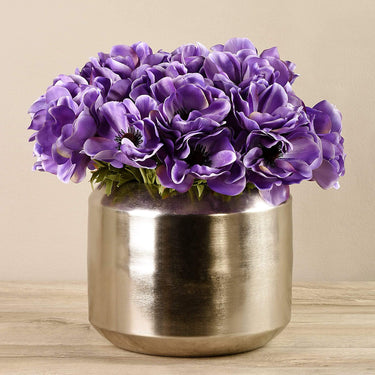 Floral Arrangement-Artificial Anemone in Silver Vase-Bloomr