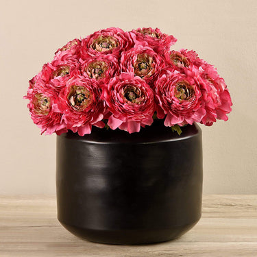 Floral Arrangement-Artificial Ranunculus in Black Vase-Bloomr
