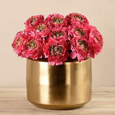 Floral Arrangement-Artificial Ranunculus in Gold Vase-Bloomr