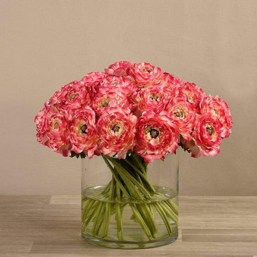Floral Arrangement-Artificial Ranunculus in Glass Vase-Bloomr
