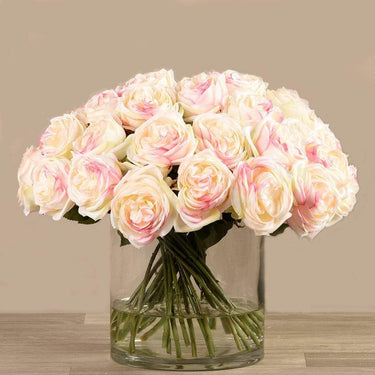 Flowers-Artificial Rose Arrangement in Glass Vase-Bloomr