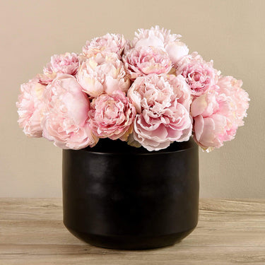 Floral Arrangement-Artificial Peony in Black Vase-Bloomr
