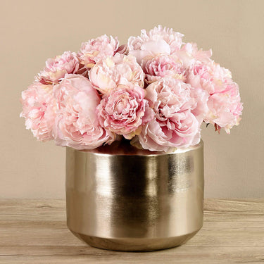Floral Arrangement-Artificial Peony in Silver Vase-Bloomr