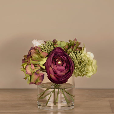 Floral Arrangement-Artificial Mixed Flower Arrangement in Glass Vase-Bloomr