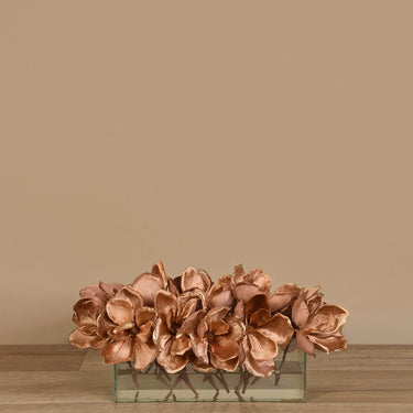 Floral Arrangement-Velvet Magnolia in Glass Vase-Bloomr