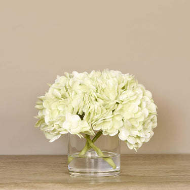 Flowers-Artificial Hydrangea Arrangement in Glass Vase-Bloomr