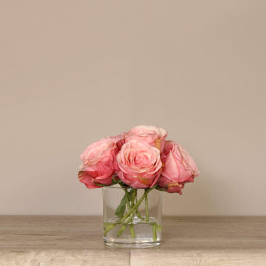 Flowers-Artificial Rose Arrangement in Glass Vase-Bloomr