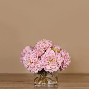 Floral Arrangement-Artificial Dahlia Arrangement in Glass Vase-Bloomr