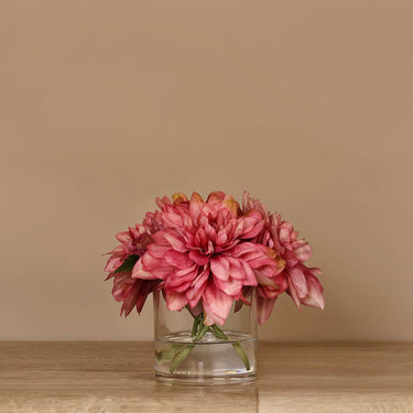 Floral Arrangement-Artificial Dahlia Arrangement in Glass Vase-Bloomr