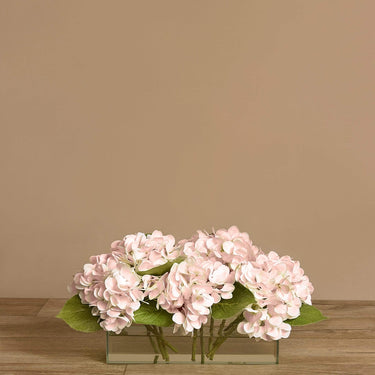Flowers-Artificial Hydrangea Arrangement in Glass Vase-Bloomr
