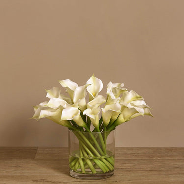 Flowers-Artificial Calla Lilly in Glass Vase-Bloomr