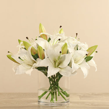 Flowers-Artificial Lily in Glass Vase-Bloomr