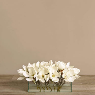 Flowers-Artificial Magnolia in Glass Vase-Bloomr