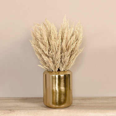 Floral Arrangement-Artificial Pampas Arrangement in Gold Metal Vase-Bloomr