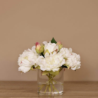 Flowers-Artificial Peony Arrangement in Glass Vase-Bloomr