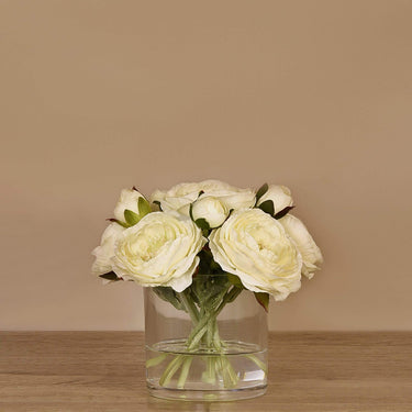 Floral Arrangement-Artificial Ranunculus Arrangement in Glass Vase-Bloomr