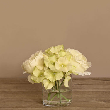 Floral Arrangement-Rose & Hydrangea Arrangement in Glass Vase-Bloomr