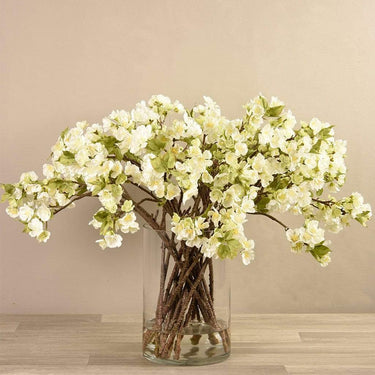 Flowers-Artificial Blossom Spray in Glass Vase-Bloomr