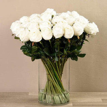Flowers-Artificial Rose Arrangement in Glass Vase-Bloomr