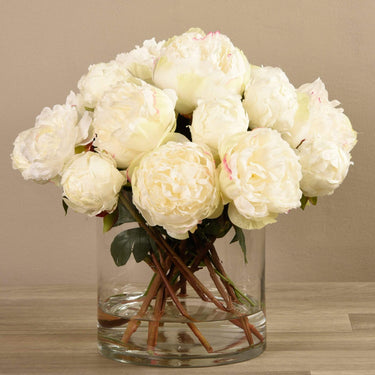 Flowers-Artificial Peony Arrangement in Glass Vase-Bloomr