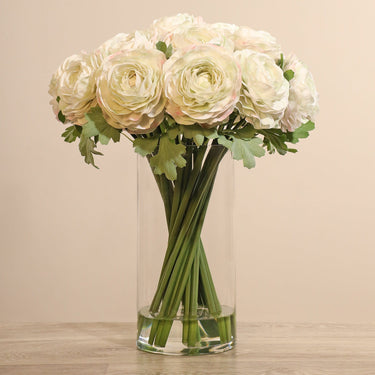 Floral Arrangement-Artificial Ranunculus Arrangement in Glass Vase-Bloomr