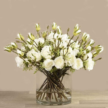 Flowers-Artificial Rose Arrangement in Glass Vase-Bloomr