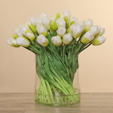 Floral Arrangement-Artificial Tulip in Glass Vase-Bloomr
