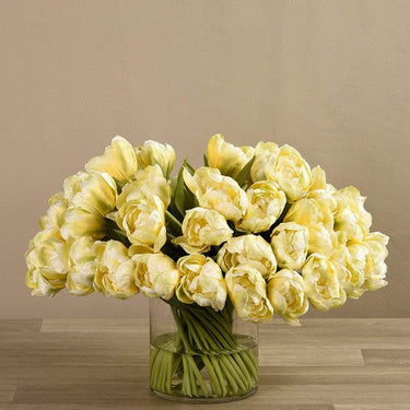 Floral Arrangement-Artificial Tulips in Glass Vase-Bloomr