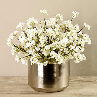 Floral Arrangement-Artificial Blossom Spray in Silver Vase-Bloomr