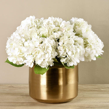 Floral Arrangement-Artificial Hydrangea Arrangement in Gold Vase-Bloomr