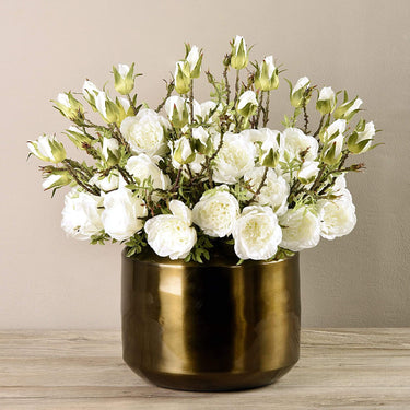 Floral Arrangement-Artificial Rose Arrangement in Copper Vase-Bloomr