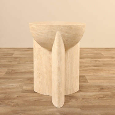 Furniture-Cassian Travertine Side Table-Bloomr