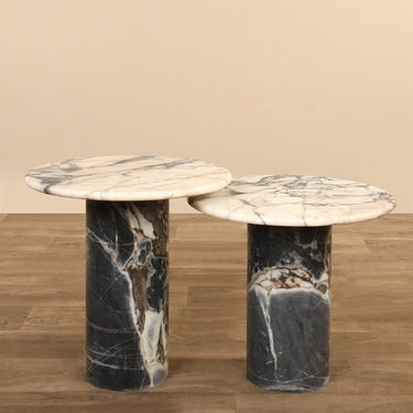 Furniture-Lucy Marble Side Table Set-Bloomr