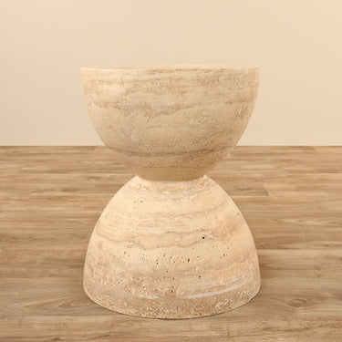 Furniture-Mirabel Travertine Side Table-Bloomr