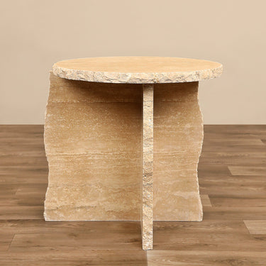 Furniture-Pexal Travertine Side Table-Bloomr