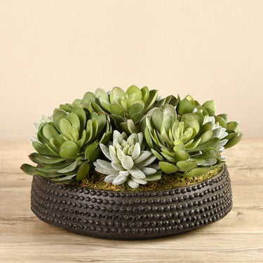 Greenery-Artificial Succulent Arrangement in Bowl-Bloomr