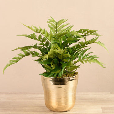 Plants-Artificial Fern in Gold Vase-Bloomr
