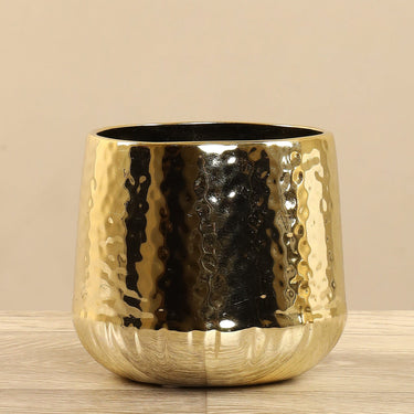 Vases-Round Ceramic Gold Pot-Bloomr